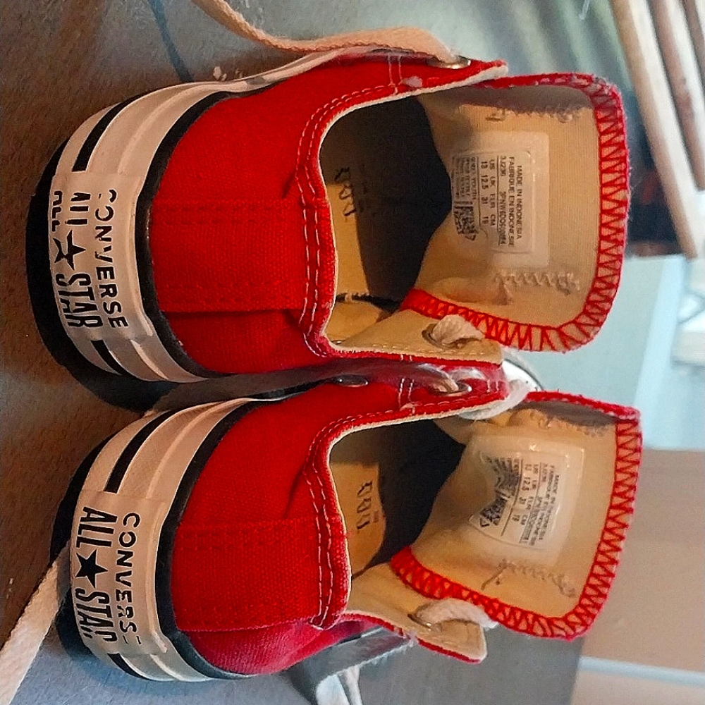 Little Boys Red Converse All Star Tennis Shoes Size 13